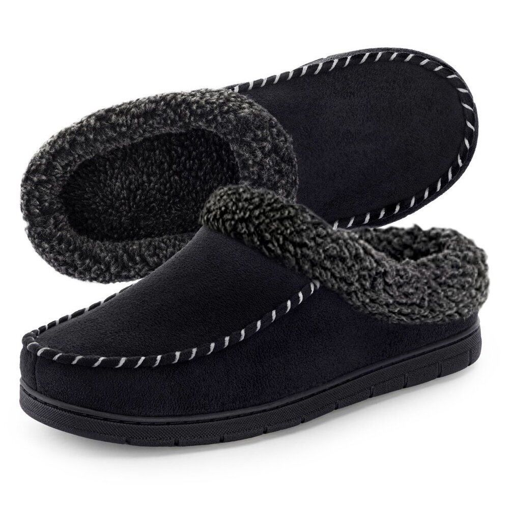 Men's Winter Moccasin Slippers Sherpa Lined Memory Foam Indoor Outdoor